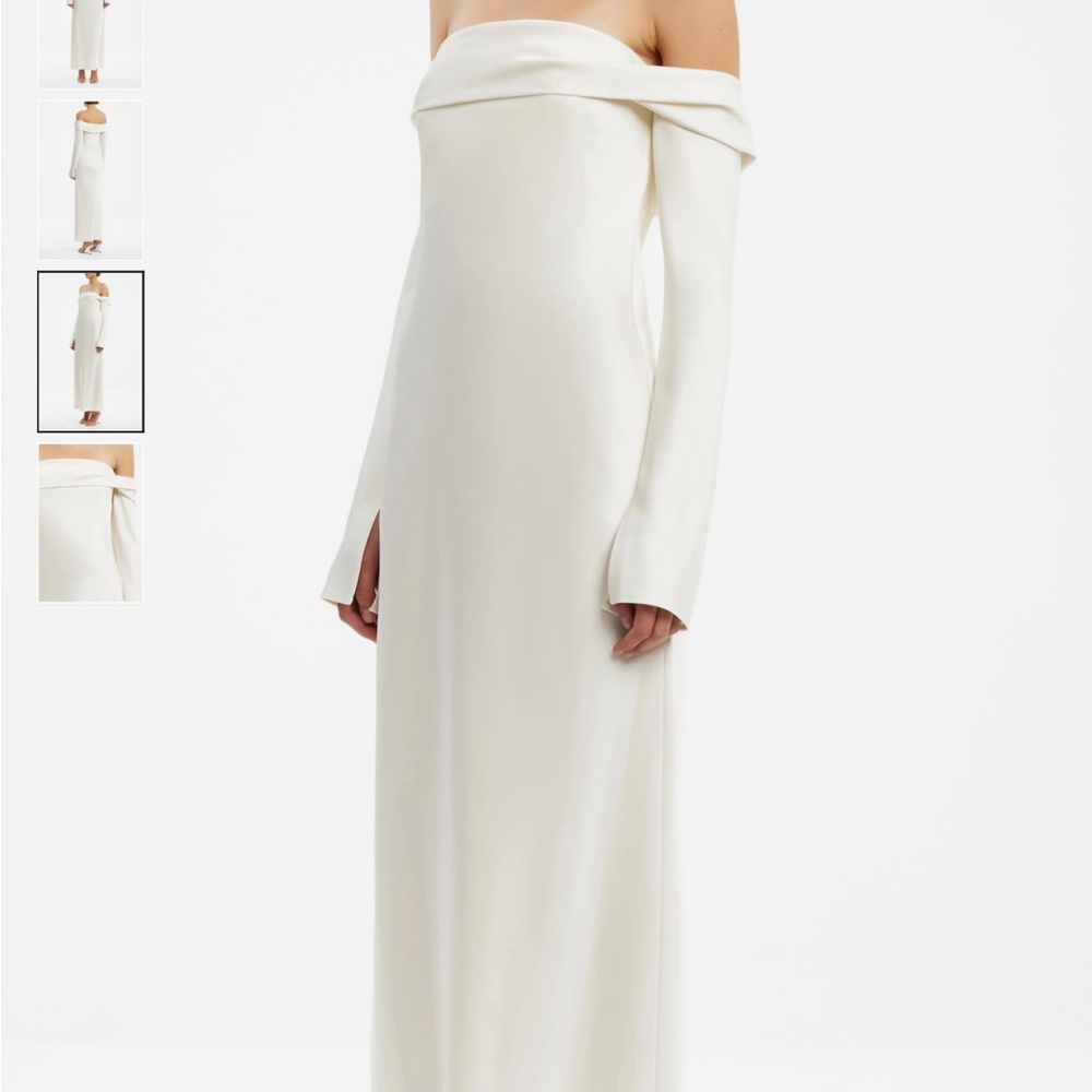Significant others Nadia Off the Shoulder Long Sleeve Satin Maxi Cocktail Dress
